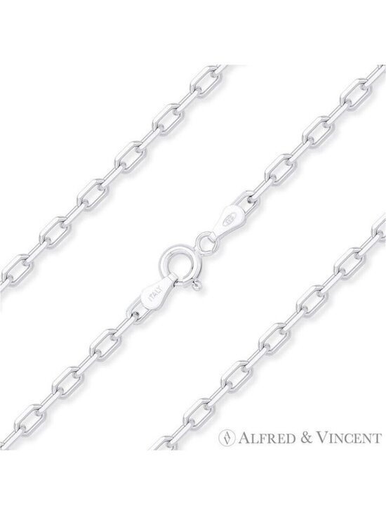 Solid 925 Sterling Silver Italian Anchor Cable Chain  2.8mm D-Cut Anchor Cable Link Chain Necklace in Solid .925 Sterling Silver - 20\